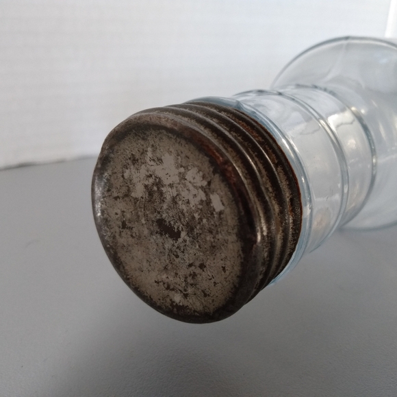 Vintage Clear Glass Rolling Pins Long With Metal Lid - Picture 2 of 5